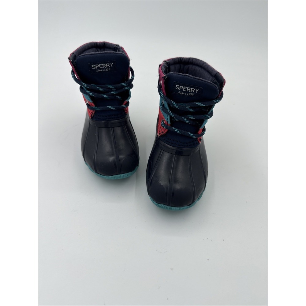 Sperry Saltwater Duck Boots Girls Size 7M Multi Blue Weatherproof  Rain Boots